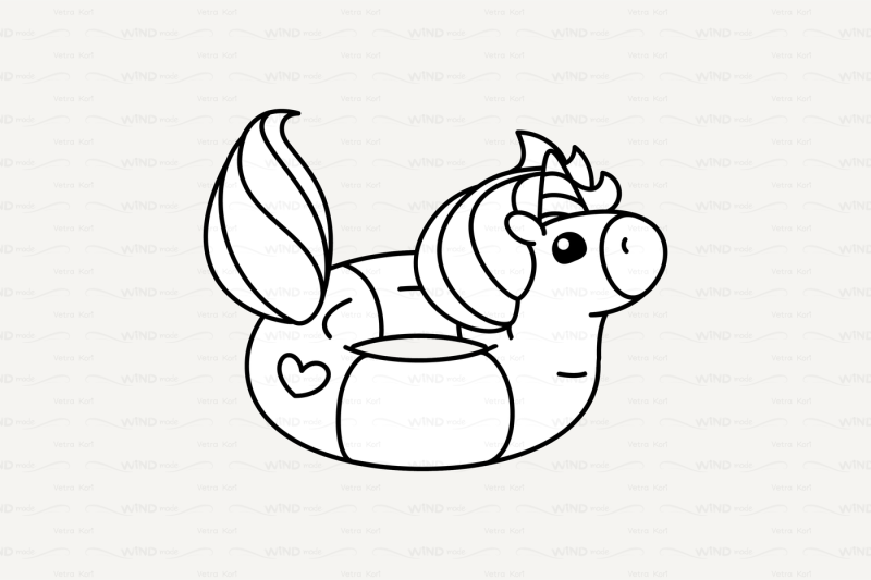 vector-cute-outline-lifebuoy-unicorn