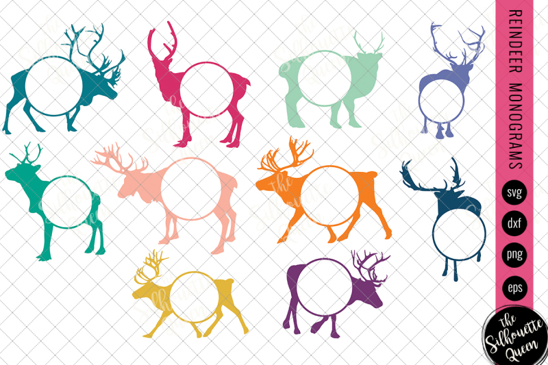reindeer-svg-monogram-svg-circle-frames-cuttable-design-cut-files