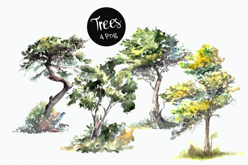 watercolor-trees-clip-art-set