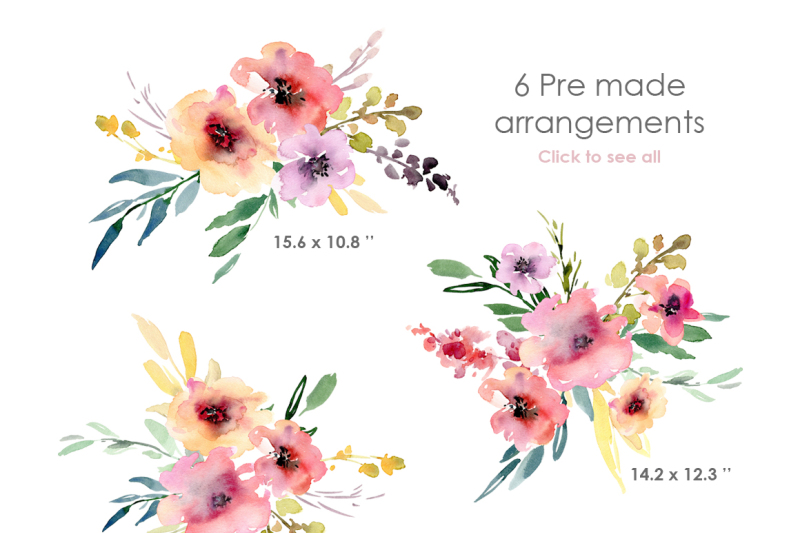 watercolor-flowers-bouquets-frames-png-collection
