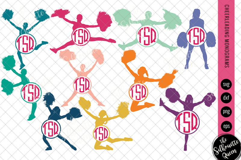 cheerleader-svg-monogram-circle-frames-cuttable-design-cut-files-s