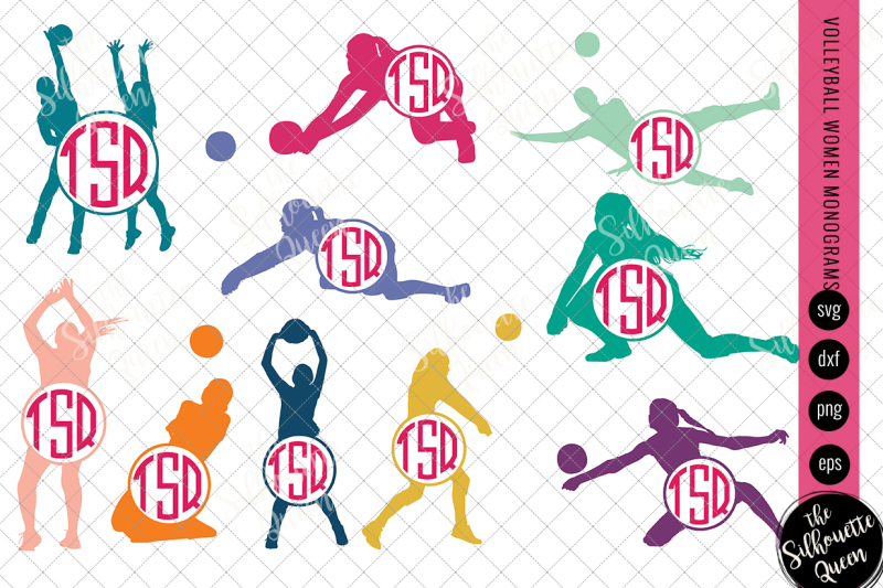 Download Volleyball Svg Monogram, Circle Frames, Cuttable Design ...