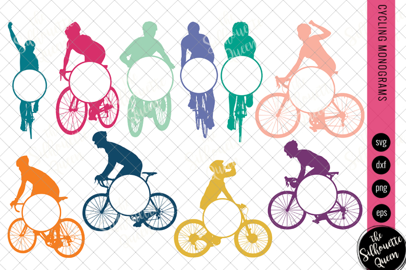 cycling-svg-monogram-circle-frames-cuttable-design-cut-files-silho
