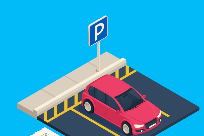 isometric-transport-parking-entrance-parking-space-ticket-city-urban