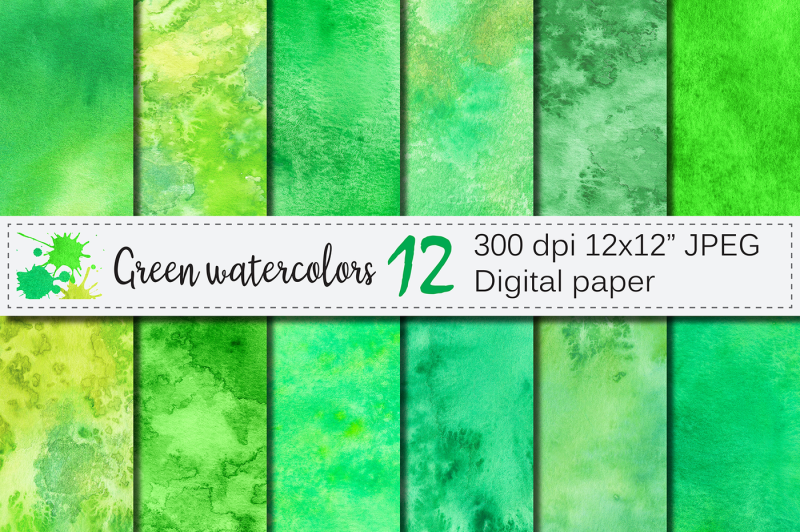 green-watercolor-digital-paper-hanpainted-abstract-texture