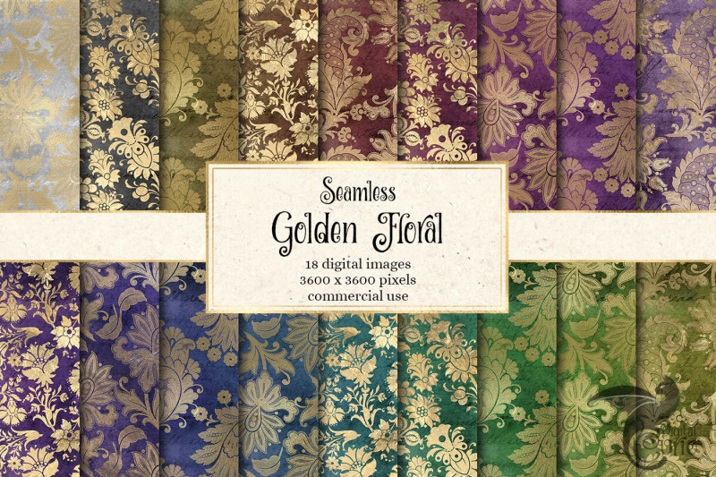 golden-floral-digital-paper