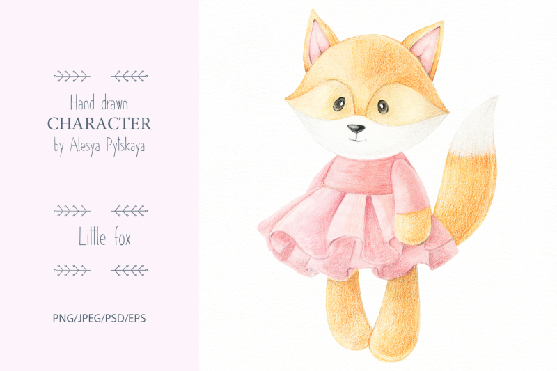 little-fox-hand-drawn-pencils-illustration