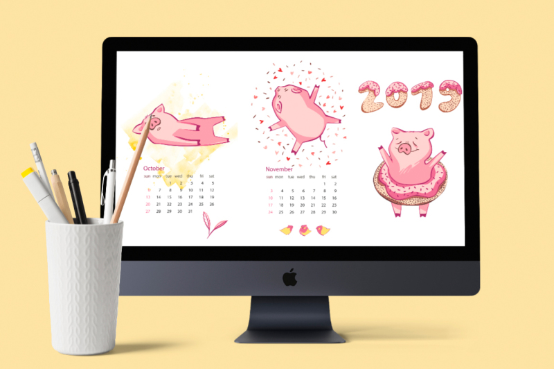 2019-calendar-with-pig