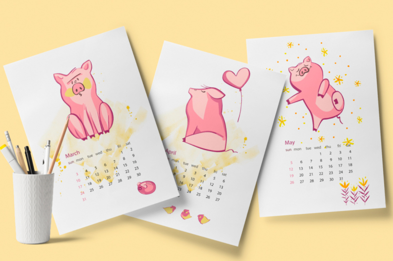 2019-calendar-with-pig