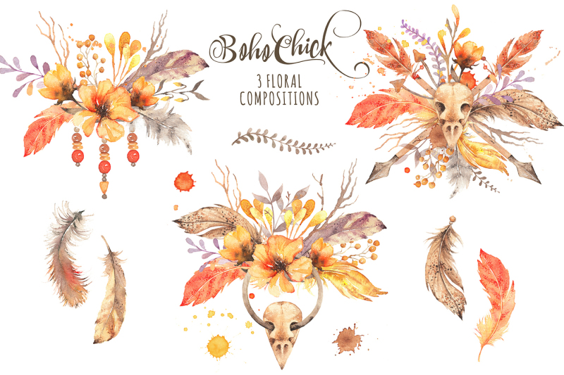 boho-chick-watercolor-cliparts