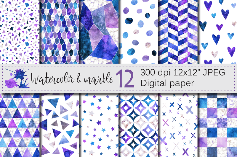 watercolor-and-marble-purple-blue-seamless-patterns-digital-paper