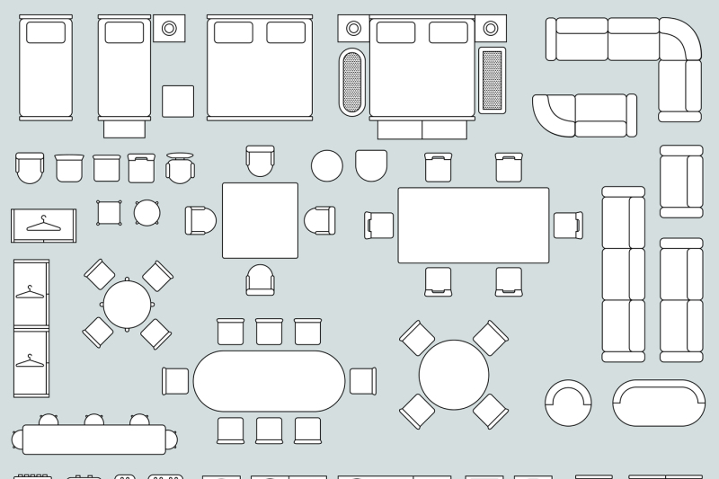 top-view-interior-with-line-furniture-icons-vector-set