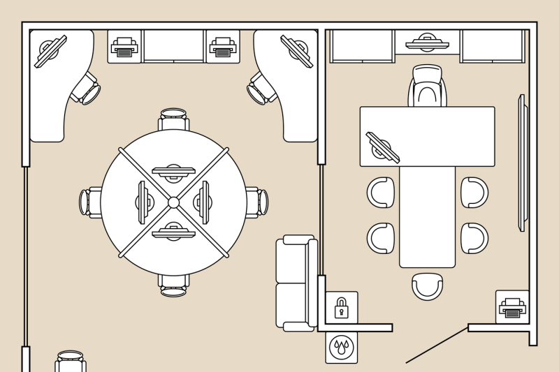 office-interior-top-view-architecture-plan-vector-illustration