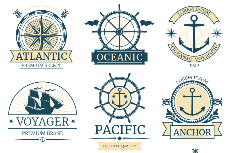 retro-nautical-vector-labels-badges-logos-and-emblems