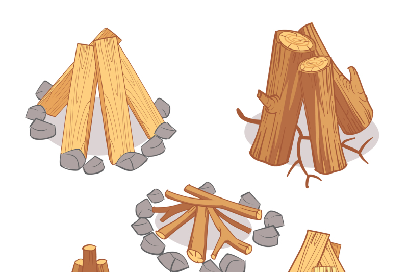 wood-stacks-and-hardwood-firewood-wooden-logs-cartoon-vector-set