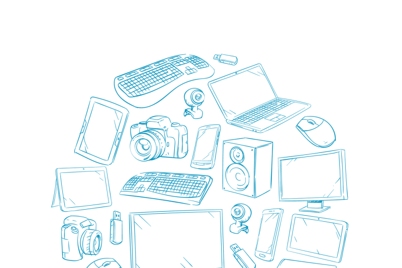 television-video-and-computer-device-electronic-gadget-hand-drawn-ve