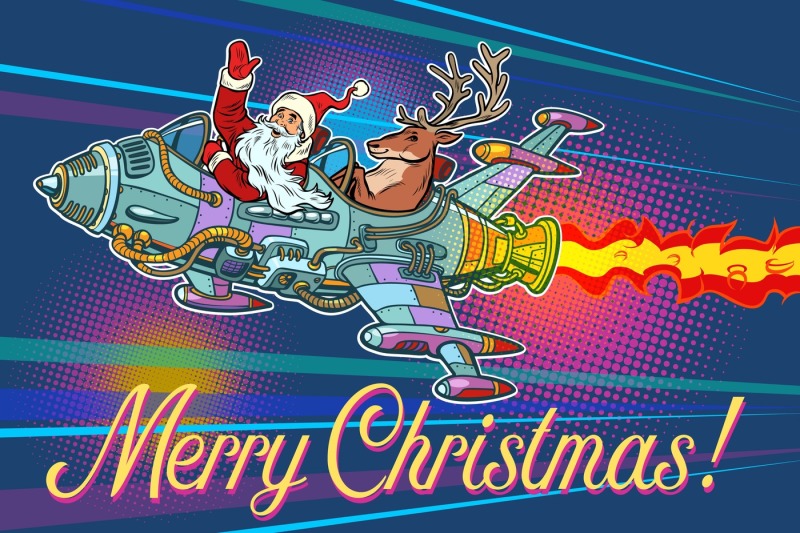 merry-christmas-retro-santa-claus-with-a-deer-flying-on-a-rocke