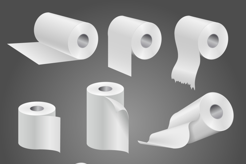 toilet-paper-roll-white-soft-kitchen-towels-vector-set