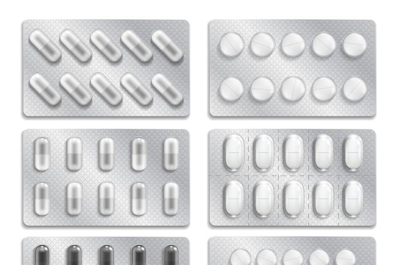 realistic-3d-drugs-packaging-painkiller-pills-vector-set