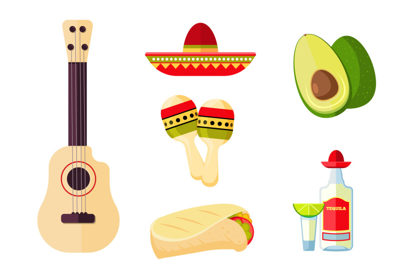 mexican-cuisine-cartoon-vegetables-food-and-drinks-vector-stock-menu