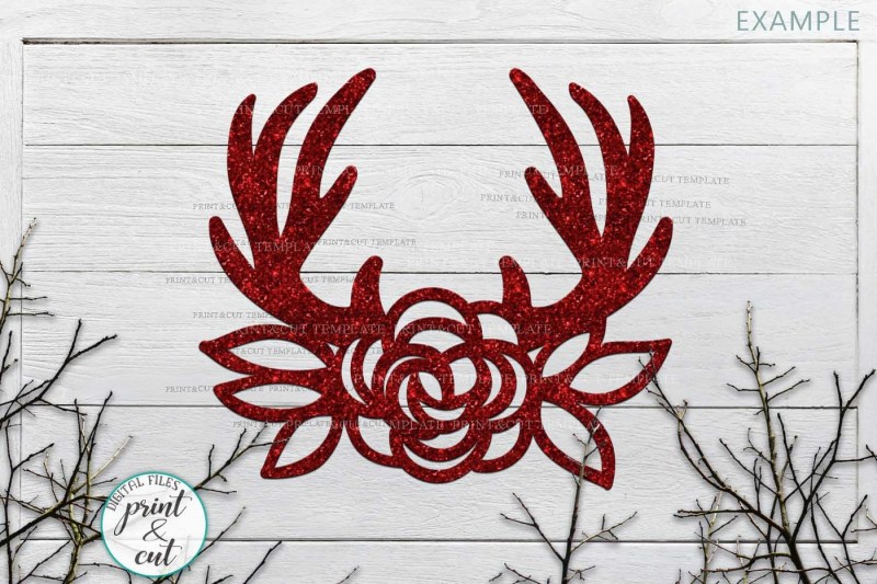 deer-antlers-with-flowers-boho-style-machine-cut-file-laser-paper-cut