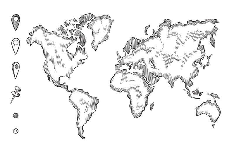 hand-drawn-rough-sketch-world-map-with-doodle-pins