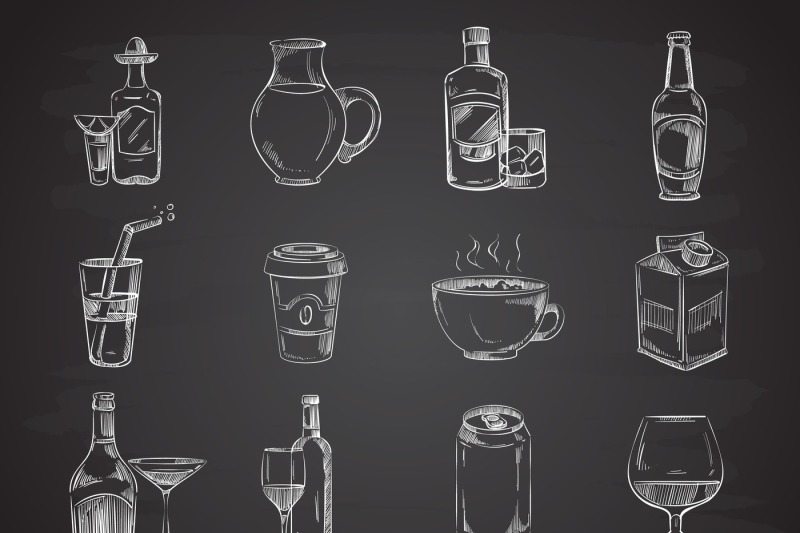 doodle-drinks-wine-beer-bottles-hand-drawn-beverages-vector-collec