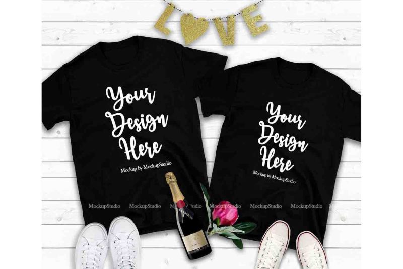 couple-two-black-t-shirts-mockup-valentine-shirt-mock-up-matching-tee