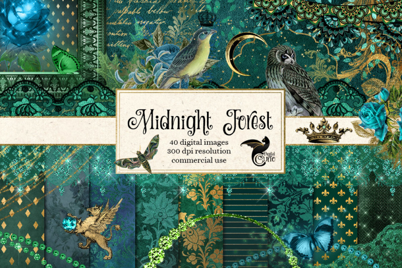 midnight-forest-digital-scrapbook-kit