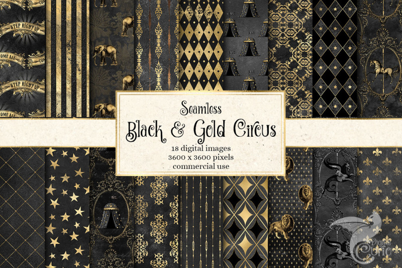 black-and-gold-circus-digital-paper