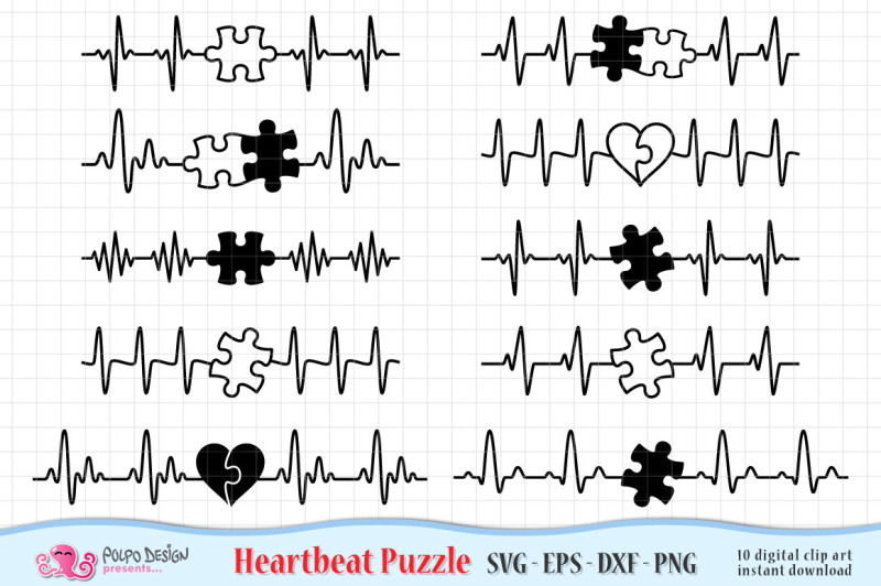 Download Autism Heartbeat SVG By Polpo Design | TheHungryJPEG.com