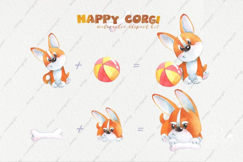 cute-watercolor-corgi-puppy-clipart-funny-dog-clip-art-kids-diy-kit