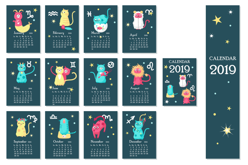 kids-calendar-with-cute-zodiac-cats