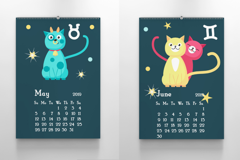 kids-calendar-with-cute-zodiac-cats