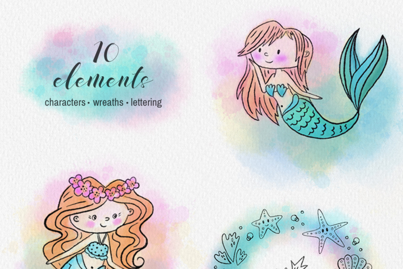 mermaids-watercolor-collection