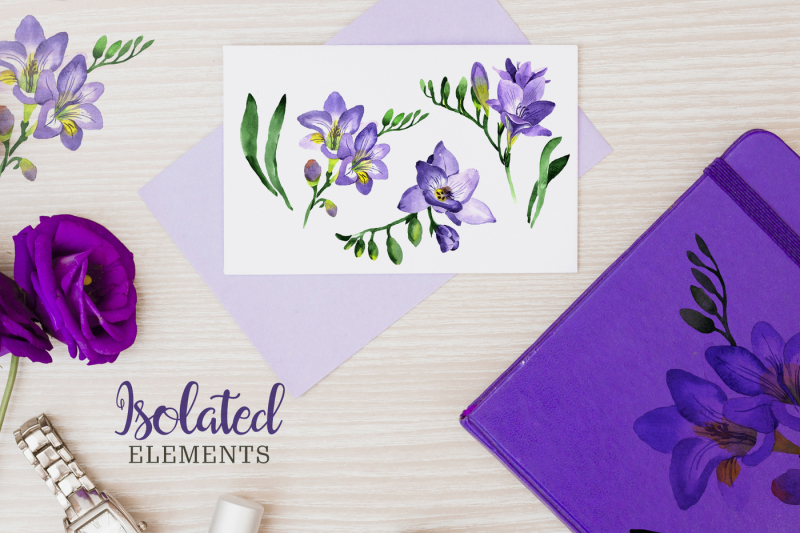 purple-freesia-watercolor-png
