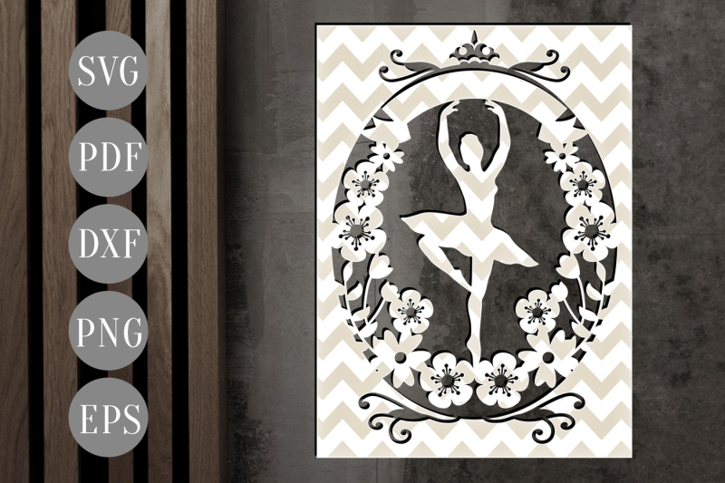 customizable-ballerina-papercut-template-floral-card-svg-dxf-pdf