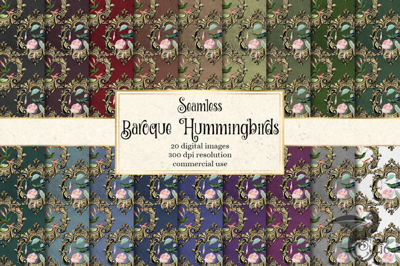 baroque-hummingbird-digital-paper