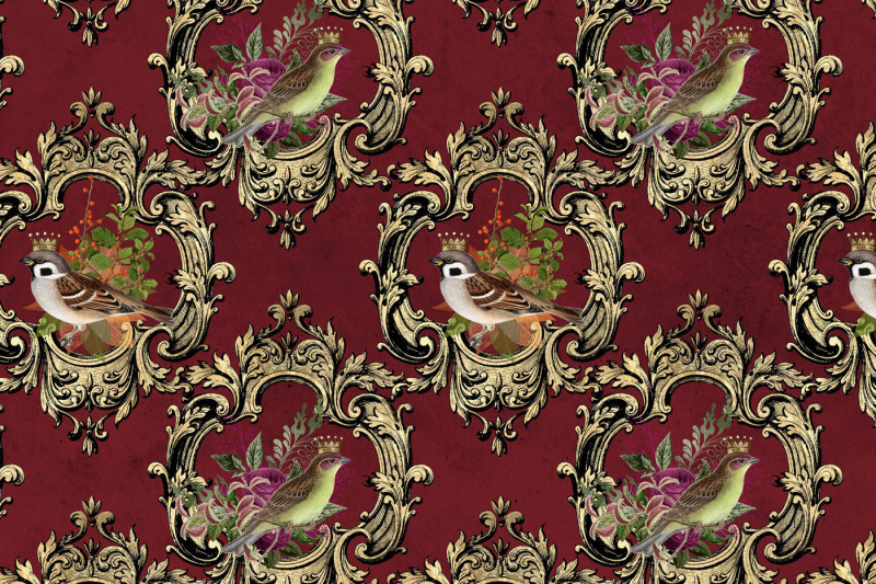 baroque-royal-birds-digital-paper