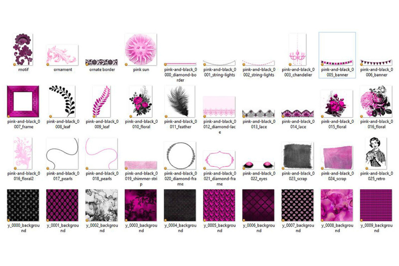 hot-pink-and-black-digital-scrapbook-kit