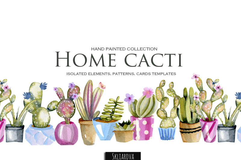 home-cacti-watercolor-clip-art