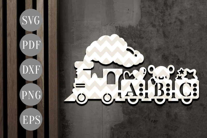 Nursery Toy Train Papercut Template, ABC Clipart SVG, DXF, PDF Easy
Edited