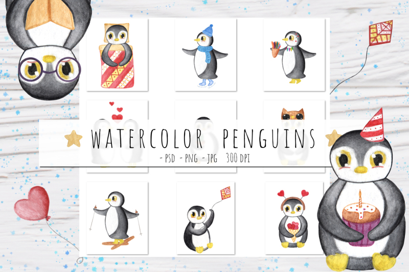 watercolor-penguins