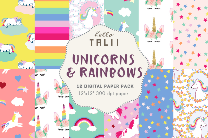 unicorns-and-rainbows-digital-paper