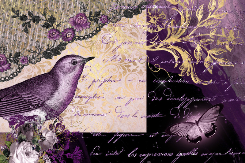 lavender-and-gold-digital-scrapbook-kit