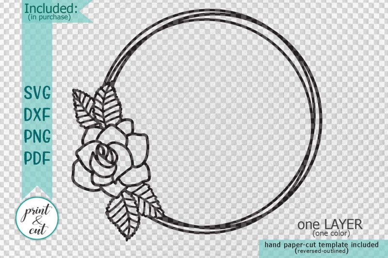Download Floral rose wreath circle monogram frame svg dxf pdf cut digital file By kArtCreation ...