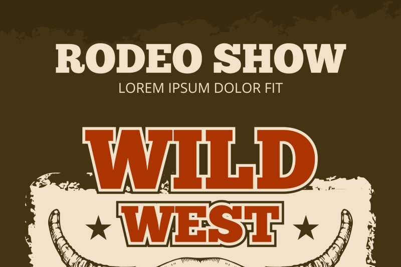 vintage-cowboy-rodeo-show-event-vector-poster-with-wild-bull-skull