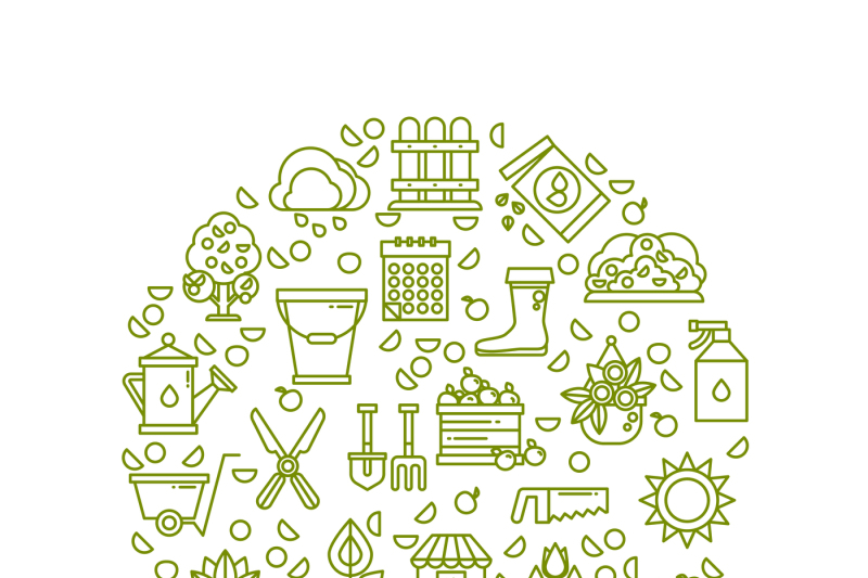 farming-equipment-planting-flowers-garden-line-vector-icons