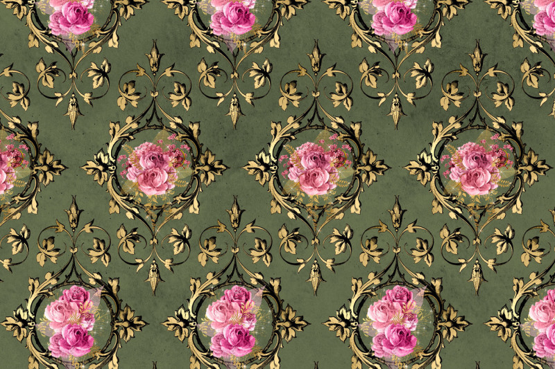 baroque-pink-and-gold-floral-digital-paper