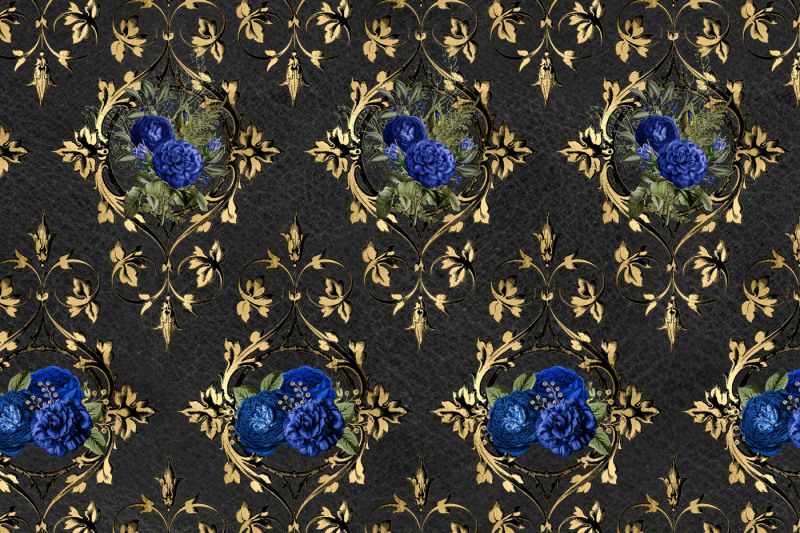 baroque-royal-blue-floral-digital-paper